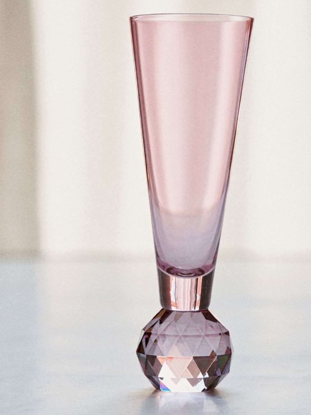 Lilac Anthropologie Gemma faceted cut glass flutes set of 4